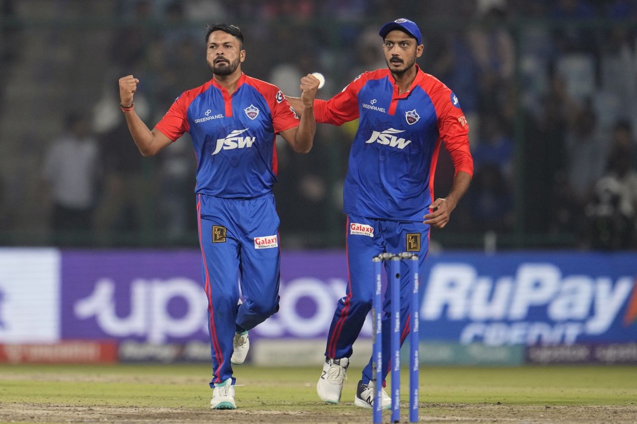 Mukesh Kumar celebrates Suryakumar Yadav's wicket, Delhi Capitals vs Mumbai Indians, IPL 2023, Delhi, April 11, 2023