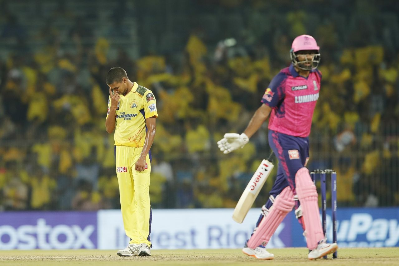 Akash Singh celebrates as R Ashwin walks off, Chennai Super Kings vs Rajasthan Royals, IPL 2023, Chennai, April 12, 2023