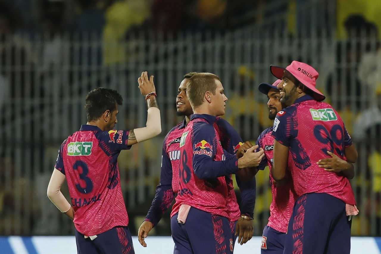 Adam Zampa and his mates celebrate Moeen Ali's wicket, Chennai Super Kings vs Rajasthan Royals, IPL 2023, Chennai, April 12, 2023