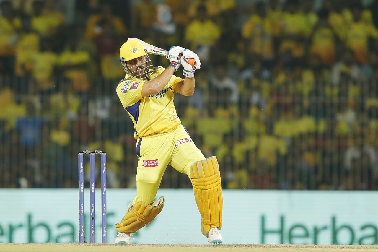 MS Dhoni looks to go hard, Chennai Super Kings vs Rajasthan Royals, IPL 2023, Chennai, April 12, 2023