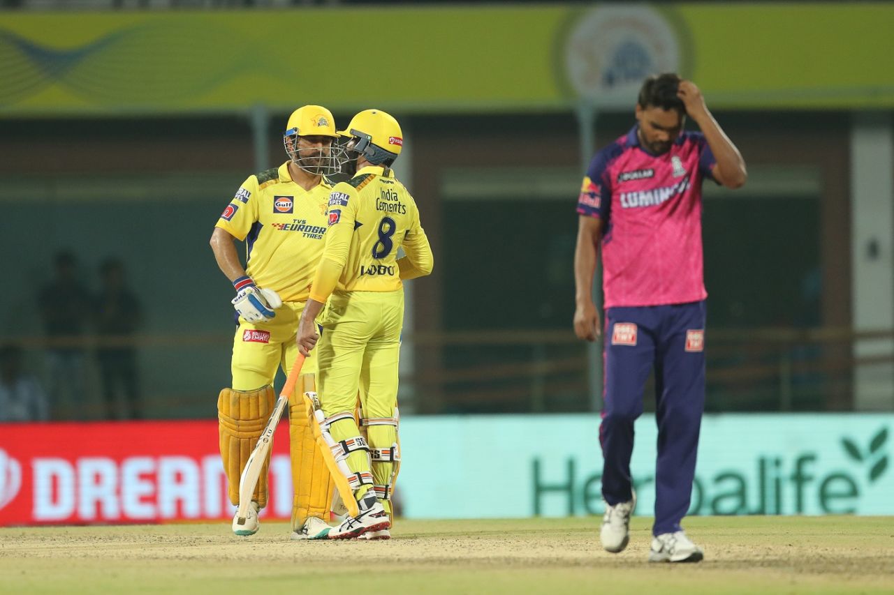 MS Dhoni and Ravindra Jadeja attacked in the death overs, Chennai Super Kings vs Rajasthan Royals, IPL 2023, Chennai, April 12, 2023