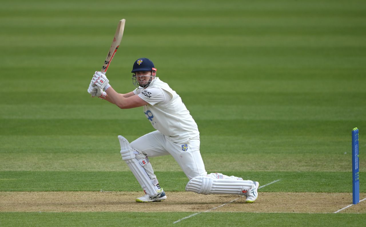 Alex Lees attacks through the off side, Durham vs Worcestershire, Chester-le-Street, County Championship, April 13, 2023