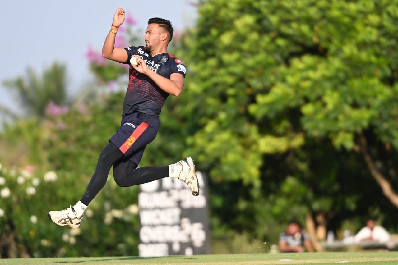 Rajan Kumar has a bowl during a training session, Royal Challengers Bangalore vs Delhi Capitals, IPL 2023, Bengaluru, April 13, 2023