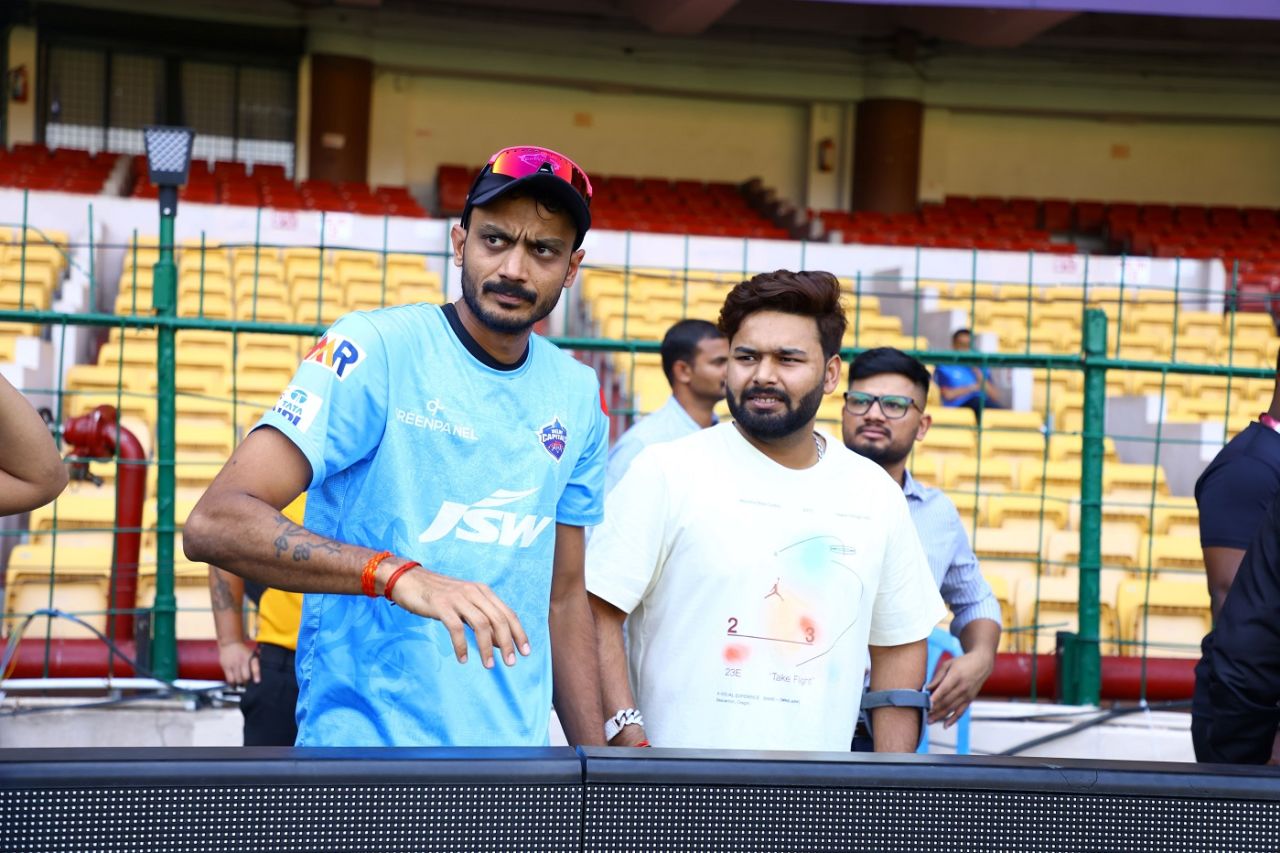 Rishabh Pant and Axar Patel watch Delhi Capitals' training session, IPL 2023, Bengaluru, April 14, 2023
