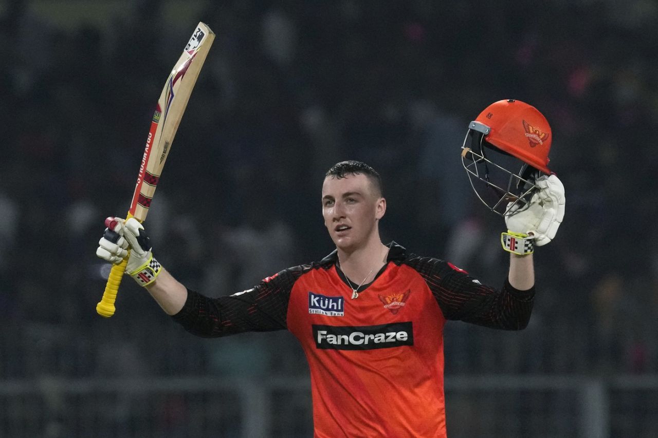 Harry Brook celebrates his maiden IPL hundred, Kolkata Knight Riders vs Sunrisers Hyderabad, IPL, Kolkata, April 14, 2023