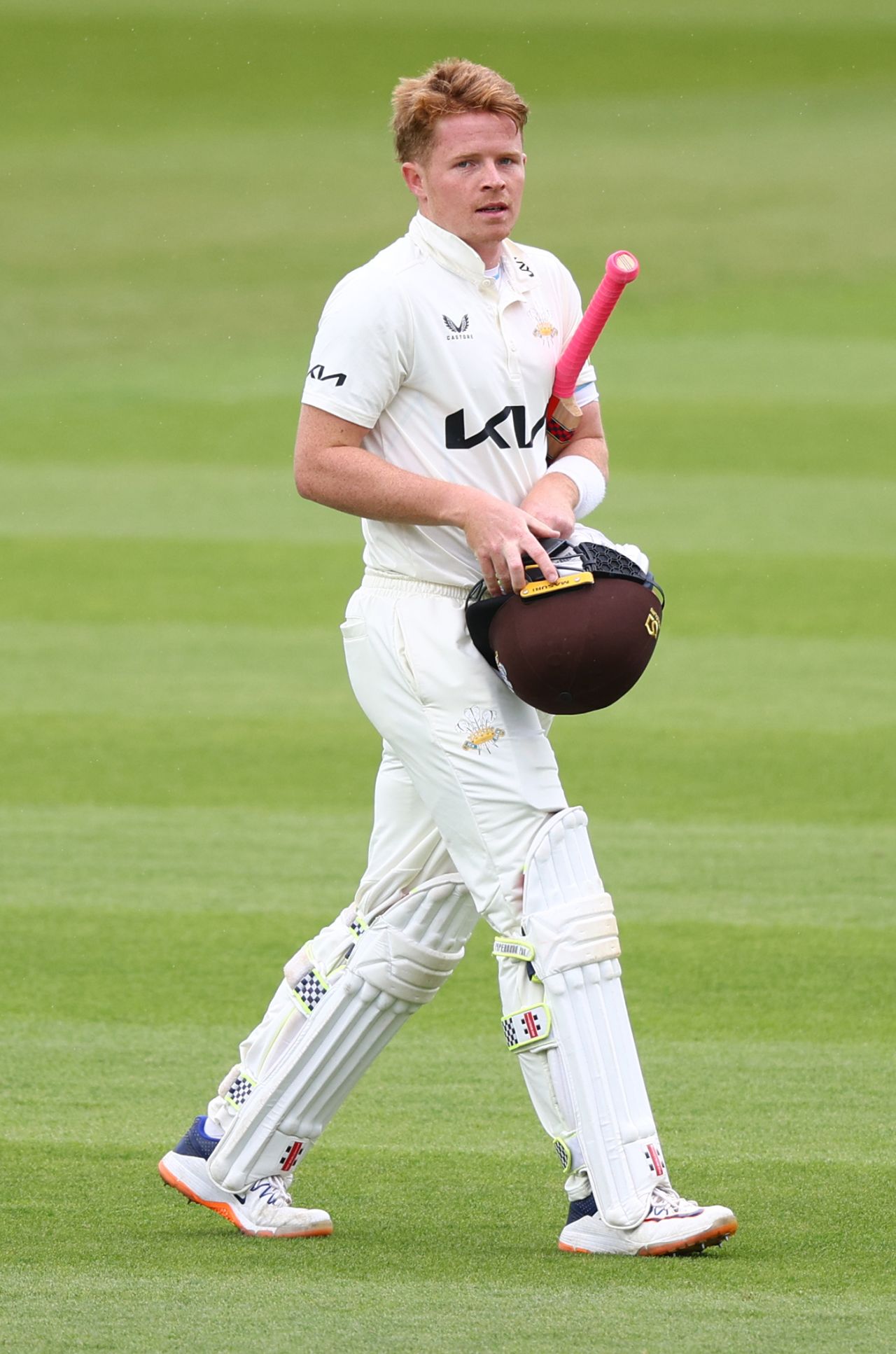 Ollie Pope prepares to bat on a rain-affected second day, Surrey vs Hampshire, LV= Insurance County Championship Division 1, The Kia Oval, April 14, 2023