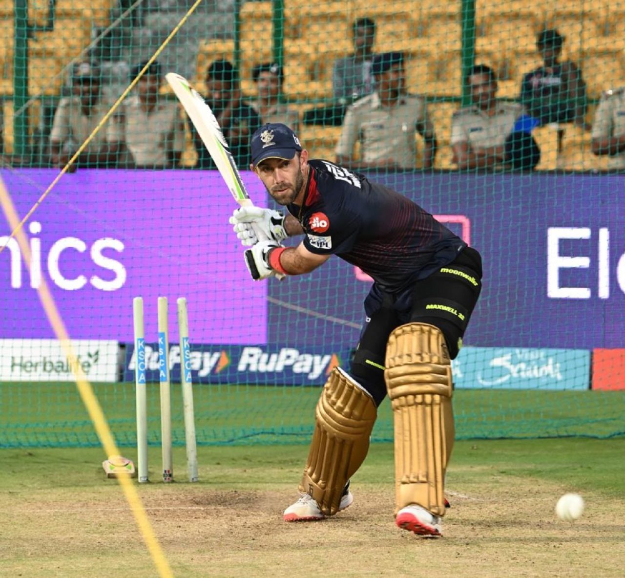 Glenn Maxwell bats in the nets before the game, Royal Challengers Bangalore vs Delhi Capitals, IPL 2023, Bengaluru, April 15, 2023