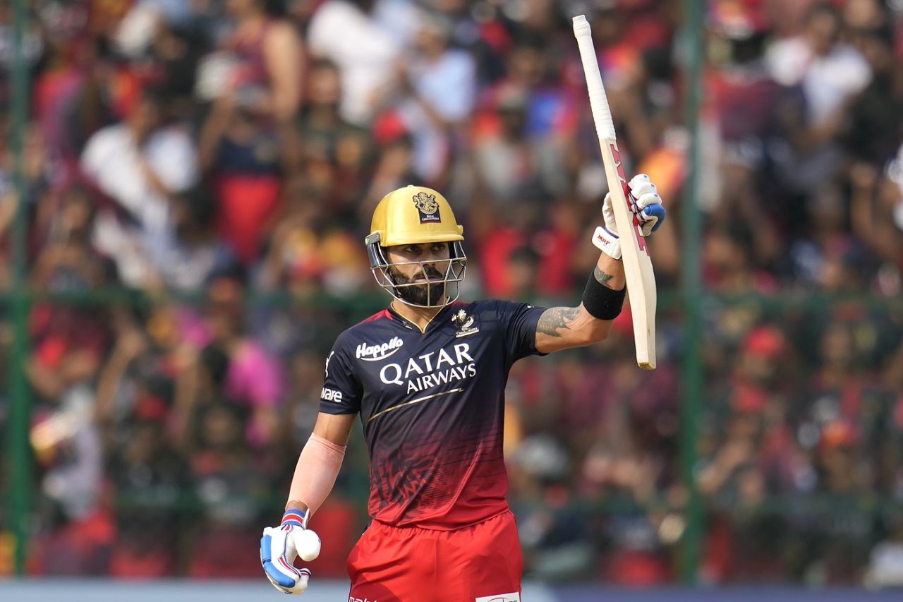 Virat Kohli celebrates his third half-century of the season, Royal Challengers Bangalore vs Delhi Capitals, IPL 2023, Bengaluru, April 15, 2023
