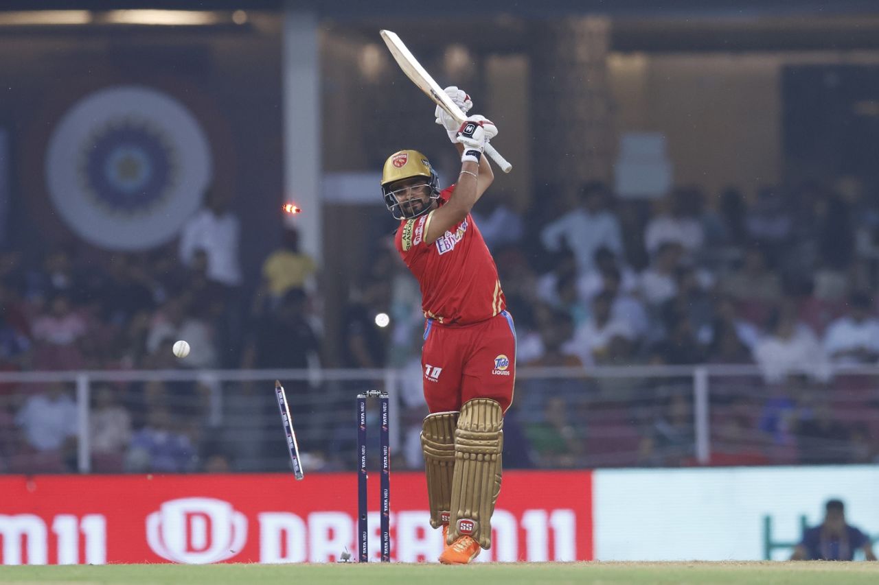 Prabhsimran Singh's stumps were rattled by Yudhvir Singh Charak, Lucknow Super Giants vs Punjab Kings, IPL 2023, Lucknow, April 15, 2023