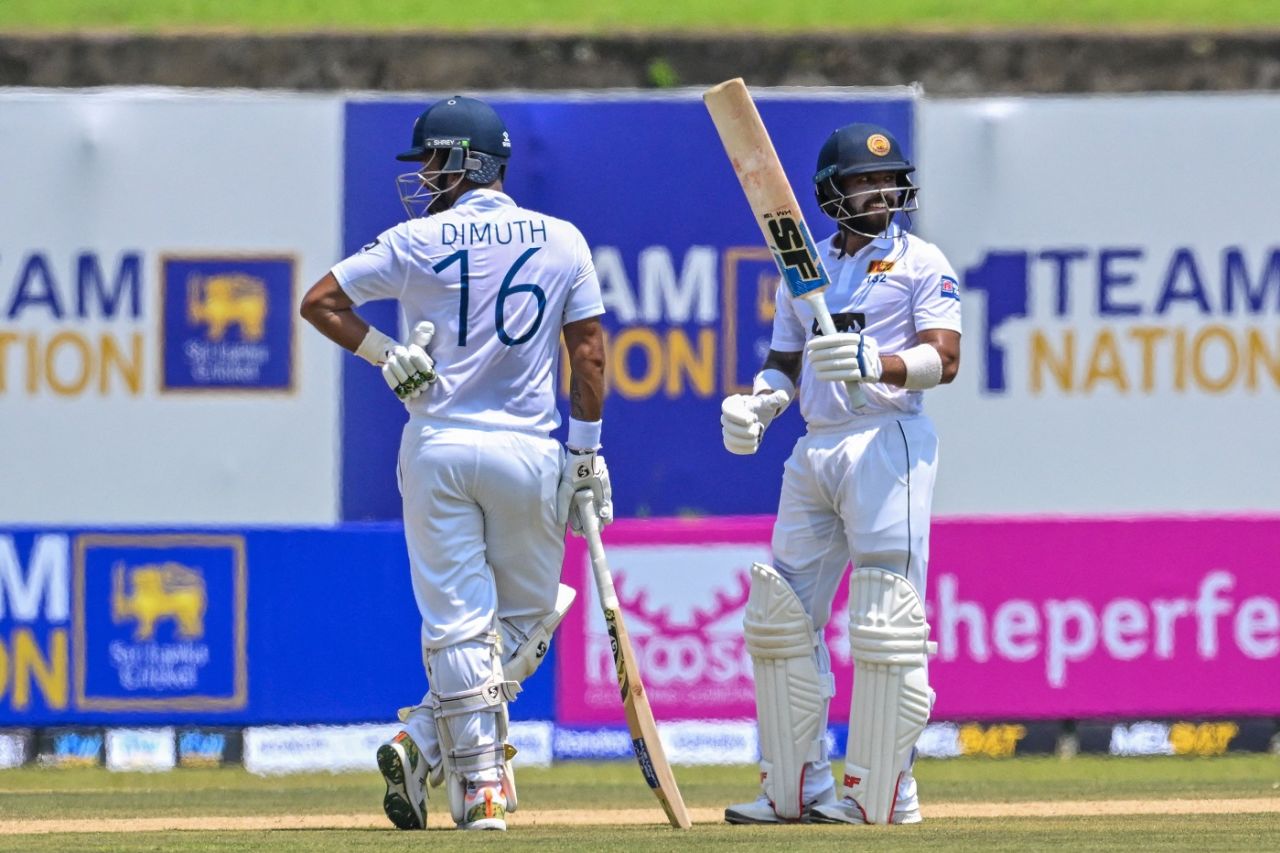 Kusal Mendis and Dimuth Karunaratne kept Sri Lanka chugging along, Sri Lanka vs Ireland, 1st Test, Galle, 1st day, April 16, 2023