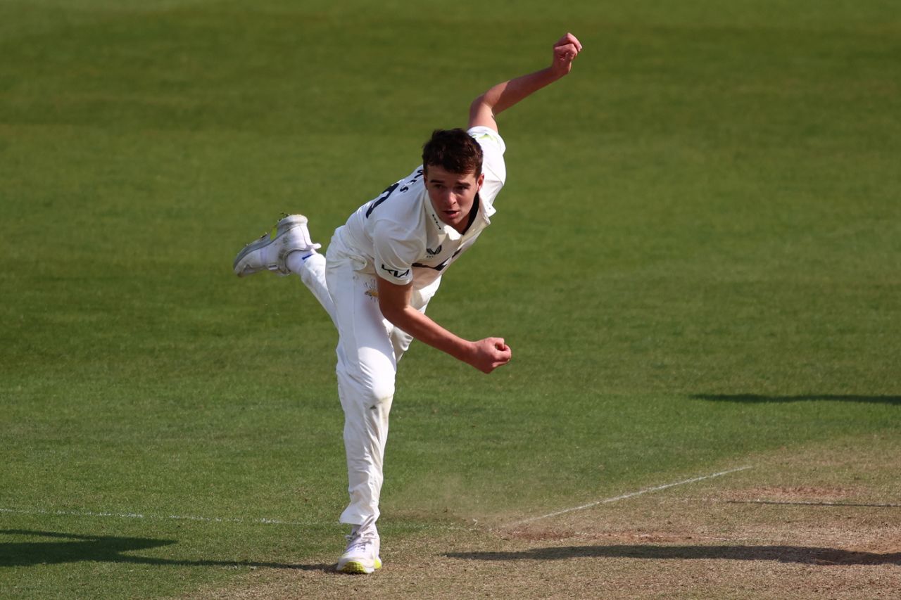 Tom Lawes is one of Surrey's bank of seamers, Surrey vs Hampshire, Kia Oval, County Championship, 3rd day, April 15, 2023