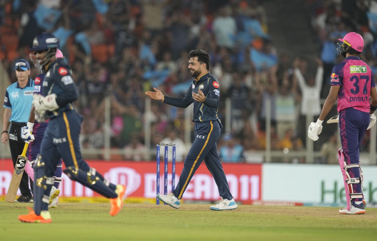 Rashid Khan is happy after removing Devdutt Padikkal, Gujarat Titans vs Rajasthan Royals, IPL 2023, Ahmedabad, April 16, 2023