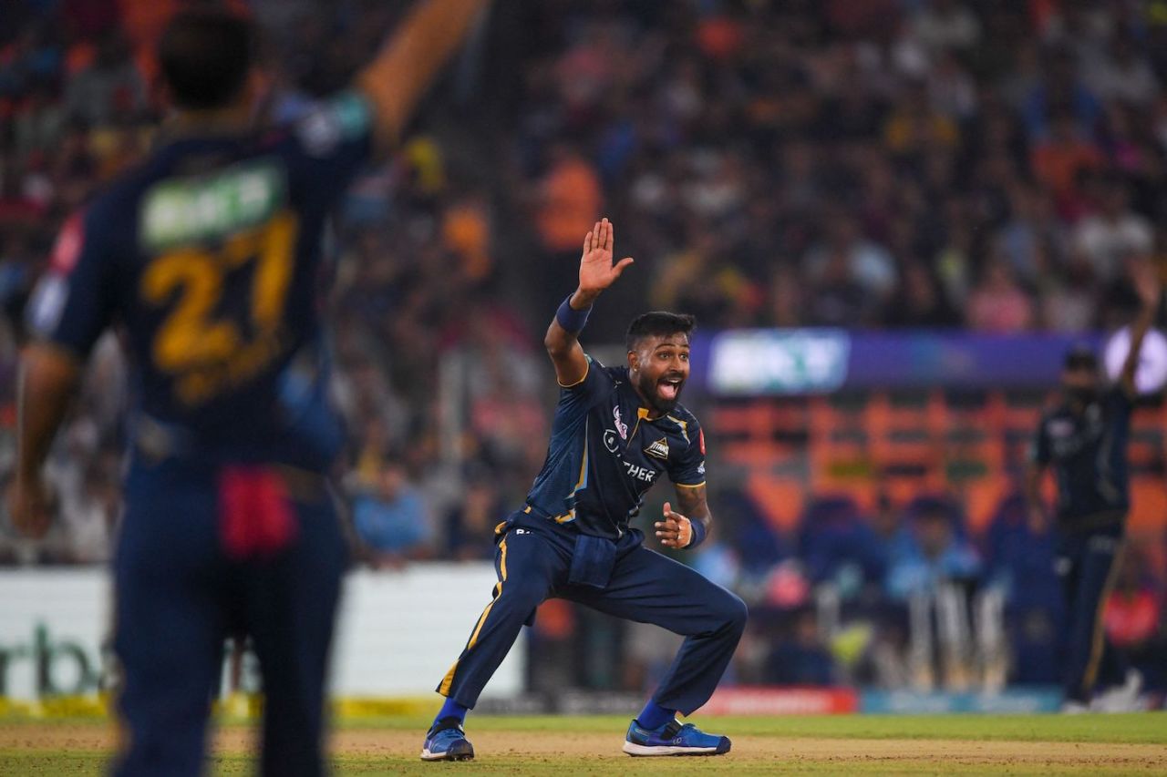 Hardik Pandya finished with figures of 1 for 24, Gujarat Titans vs Rajasthan Royals, IPL 2023, Ahmedabad, April 16, 2023