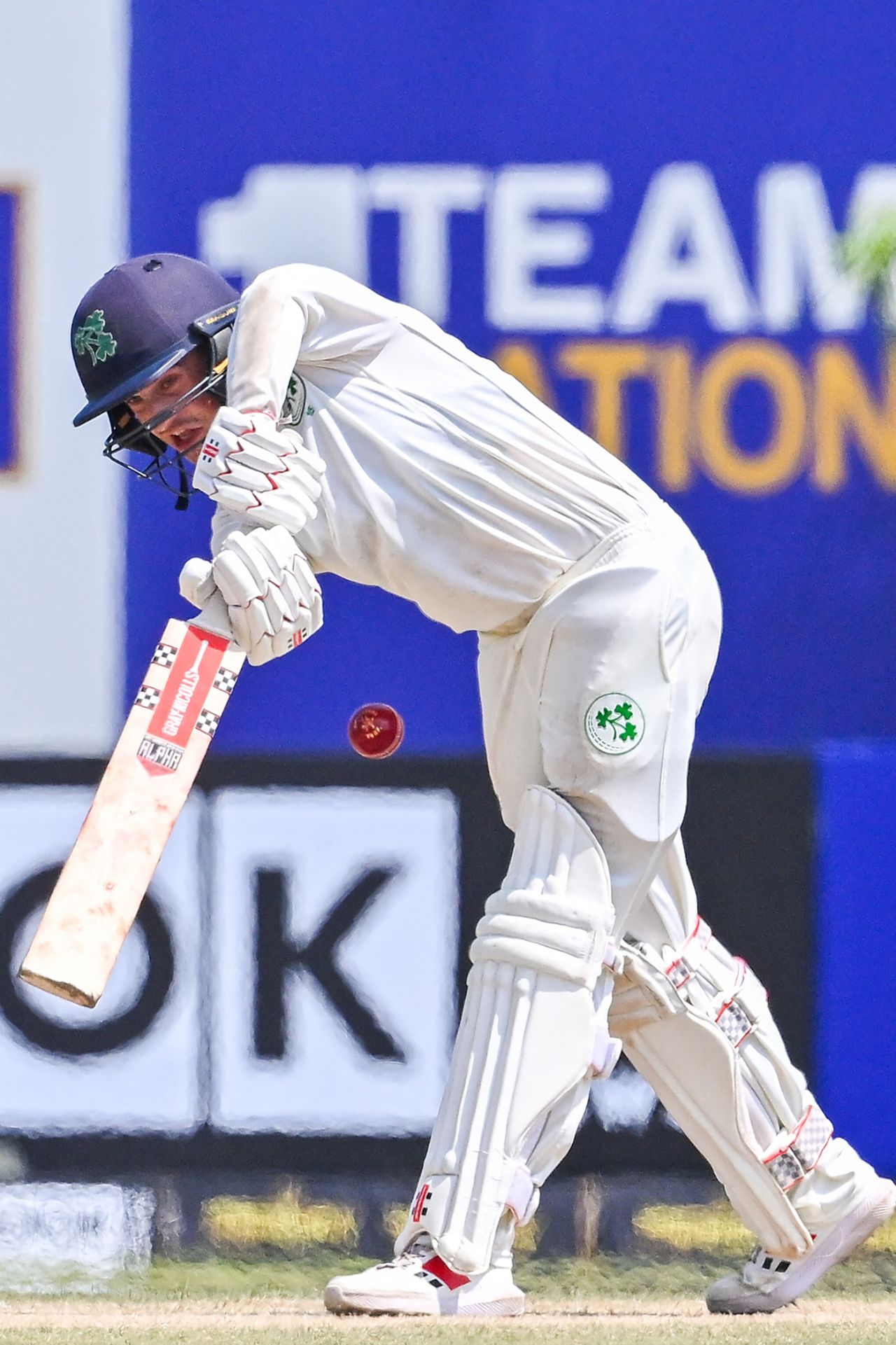 James McCollum hits one through the on side, Sri Lanka vs Ireland, 1st Test, Galle, 2nd day, April 17, 2023
