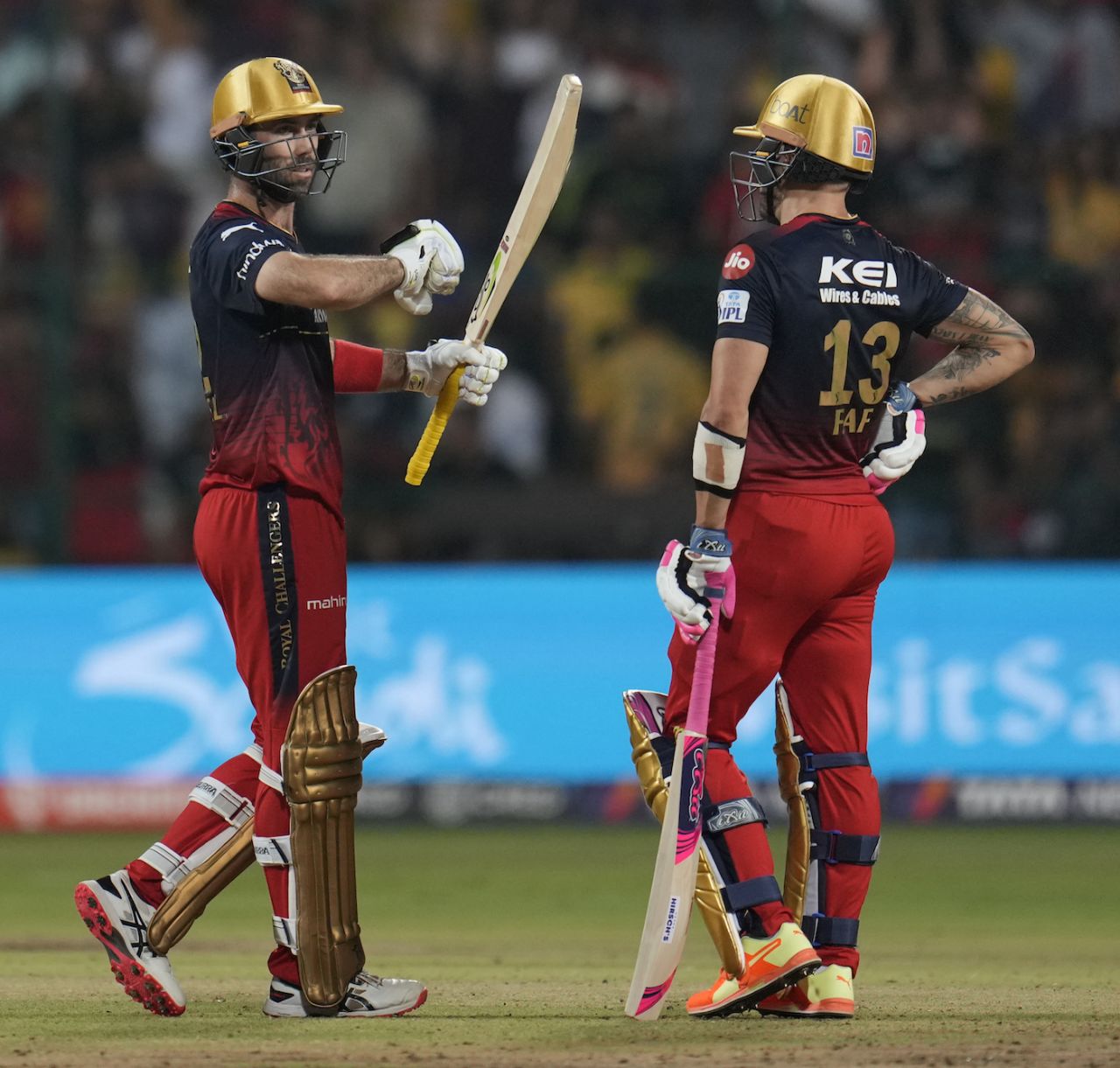 Glenn Maxwell got to a 24-ball fifty on his way to a 36-ball 76, Royal Challengers Bangalore vs Chennai Super Kings, IPL 2023, Bengaluru, April 17, 2023