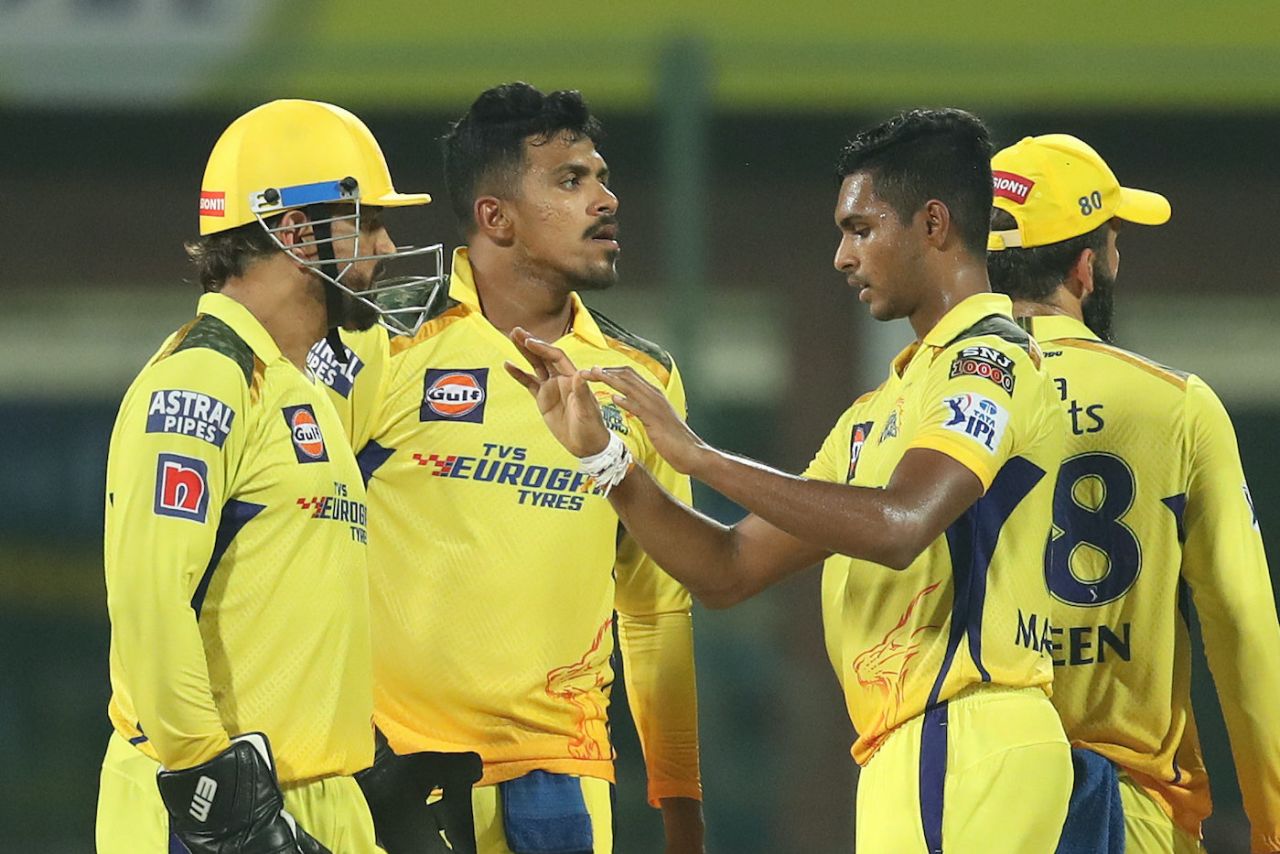 MS Dhoni joins Maheesh Theekshana and Matheesha Pathirana in celebrations, Chennai Super Kings vs Sunrisers Hyderabad, IPL 2023, Chennai, April 21, 2023