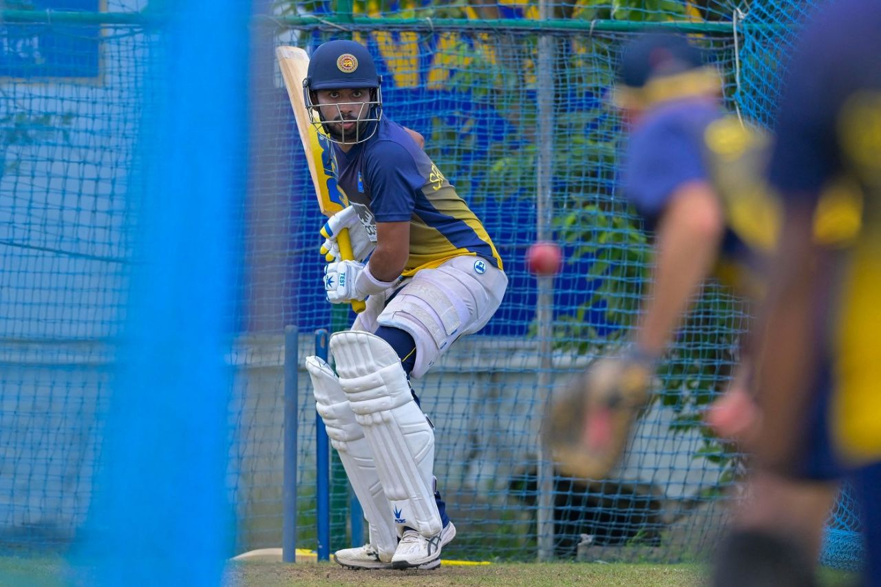 Sadeera Samarawickrama has a hit at the nets, Sri Lanka vs Ireland, Galle, April 23, 2023
