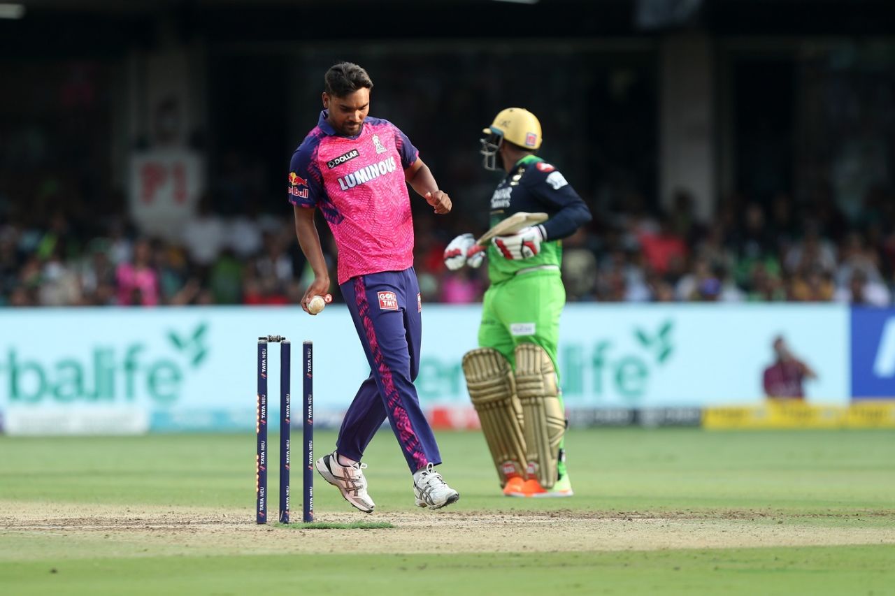 Sandeep Sharma picked up two wickets and also effected a run out in the last over, Royal Challengers Bangalore vs Rajasthan Royals, IPL 2023, Bengaluru, April 23, 2023