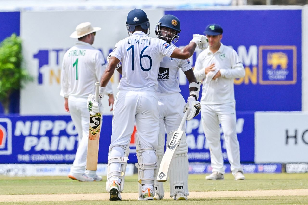 Dimuth Karunaratne and Nishan Madushka put up a strong opening stand, Sri Lanka vs Ireland, 2nd Test, Day 3, Galle, April 26, 2023
