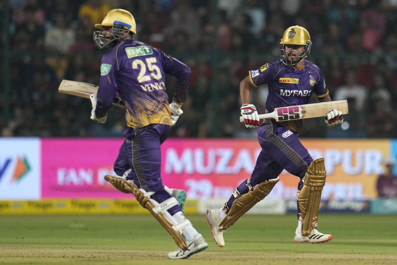 Nitish Rana and Venkatesh Rana put up a half-century stand in quick time, Royal Challengers Bangalore vs Kolkata Knight Riders, IPL 2023, Bengaluru, April 26, 2023