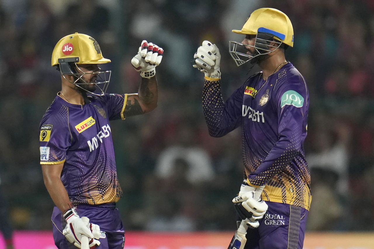 Nitish Rana and Venkatesh Iyer added 80 runs for the third wicket, Royal Challengers Bangalore vs Kolkata Knight Riders, IPL 2023, Bengaluru, April 26, 2023