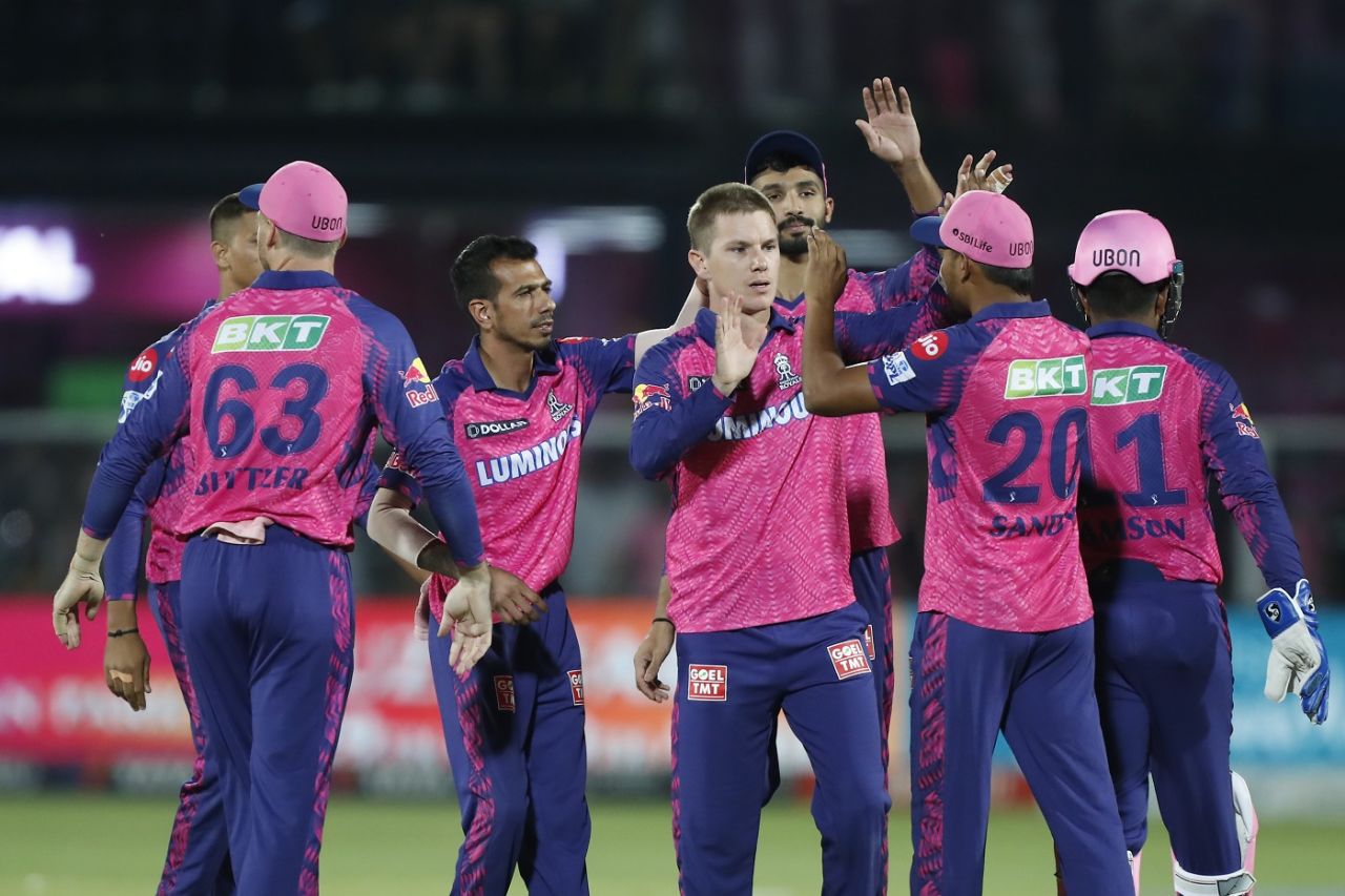Adam Zampa celebrates Devon Conway's wicket, Rajasthan Royals vs Chennai Super Kings, IPL 2023, Jaipur, April 27, 2023