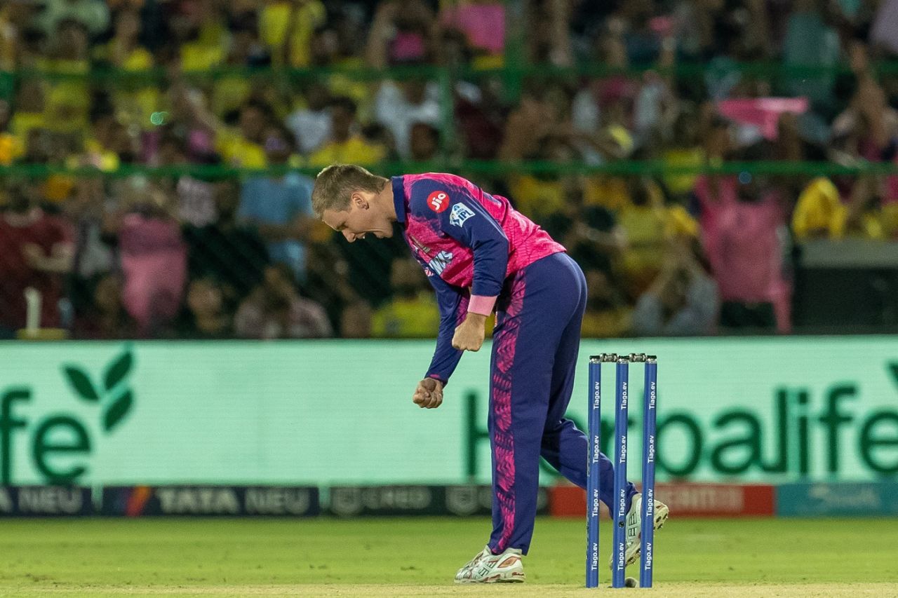 Adam Zampa is pumped after getting Ruturaj Gaikwad, Rajasthan Royals vs Chennai Super Kings, IPL 2023, Jaipur, April 27, 2023