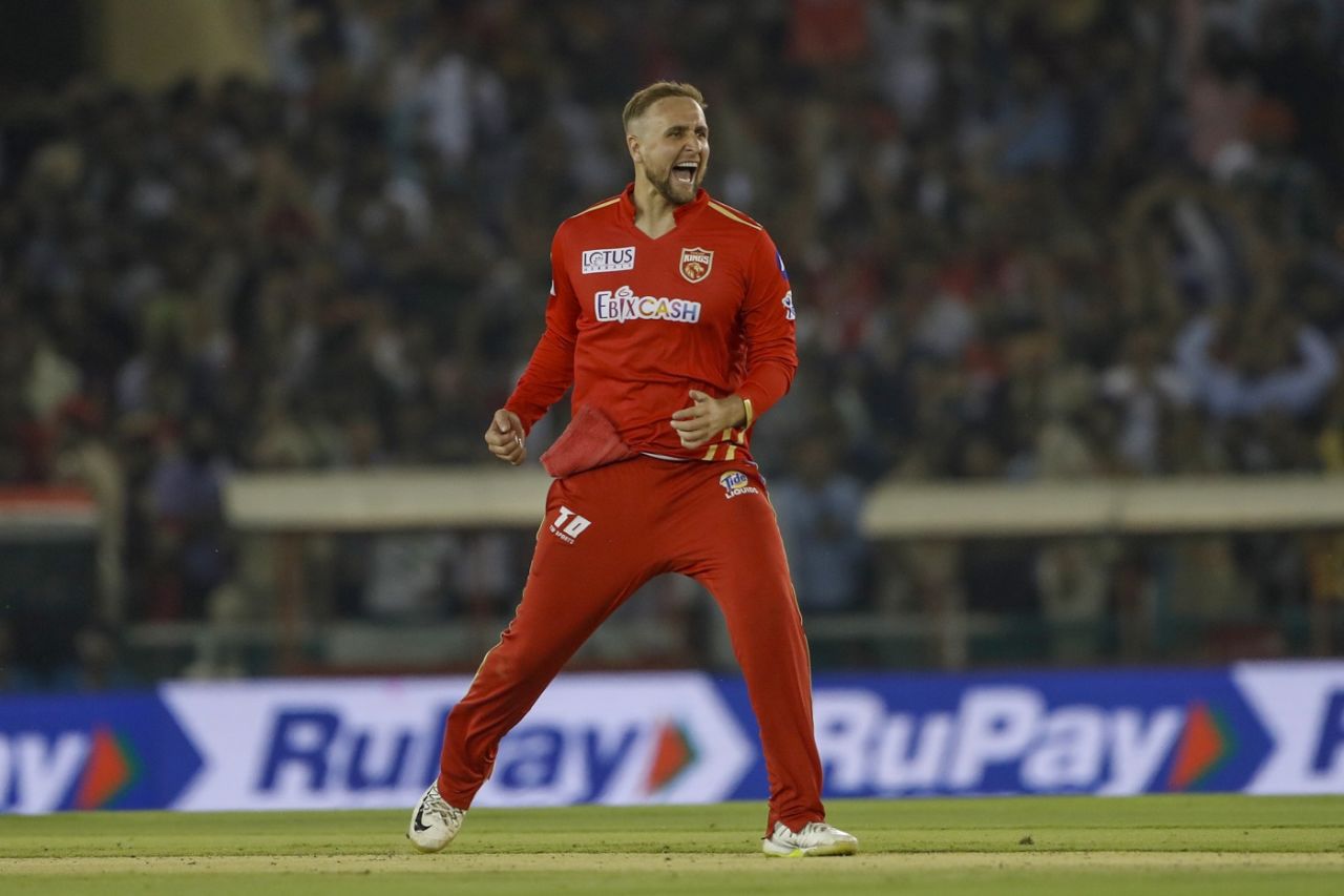 Liam Livingstone celebrates after dismissing Ayush Badoni, Punjab Kings vs Lucknow Super Giants, IPL, Mohali, April 28, 2023