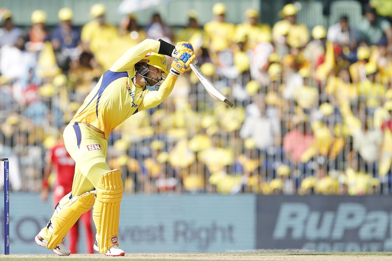 Devon Conway brings out the cover drive, Chennai Super Kings vs Punjab Kings, IPL 2023, Chennai, April 30, 2023