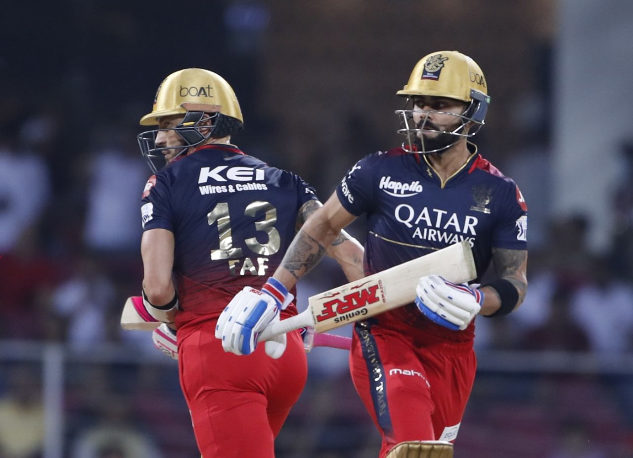Virat Kohli and Faf du Plessis provided a steady start, Lucknow Super Giants v Royal Challengers Bangalore, IPL 2023, Lucknow, May 1, 2023