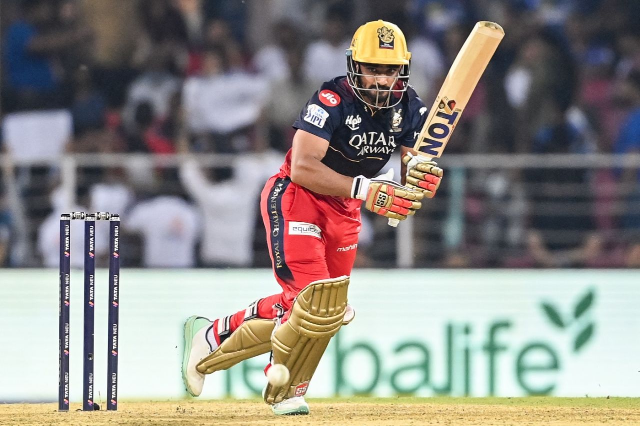 Walking out at No. 7, Mahipal Lomror lasted only four balls, Lucknow Super Giants v Royal Challengers Bangalore, IPL 2023, Lucknow, May 1, 2023