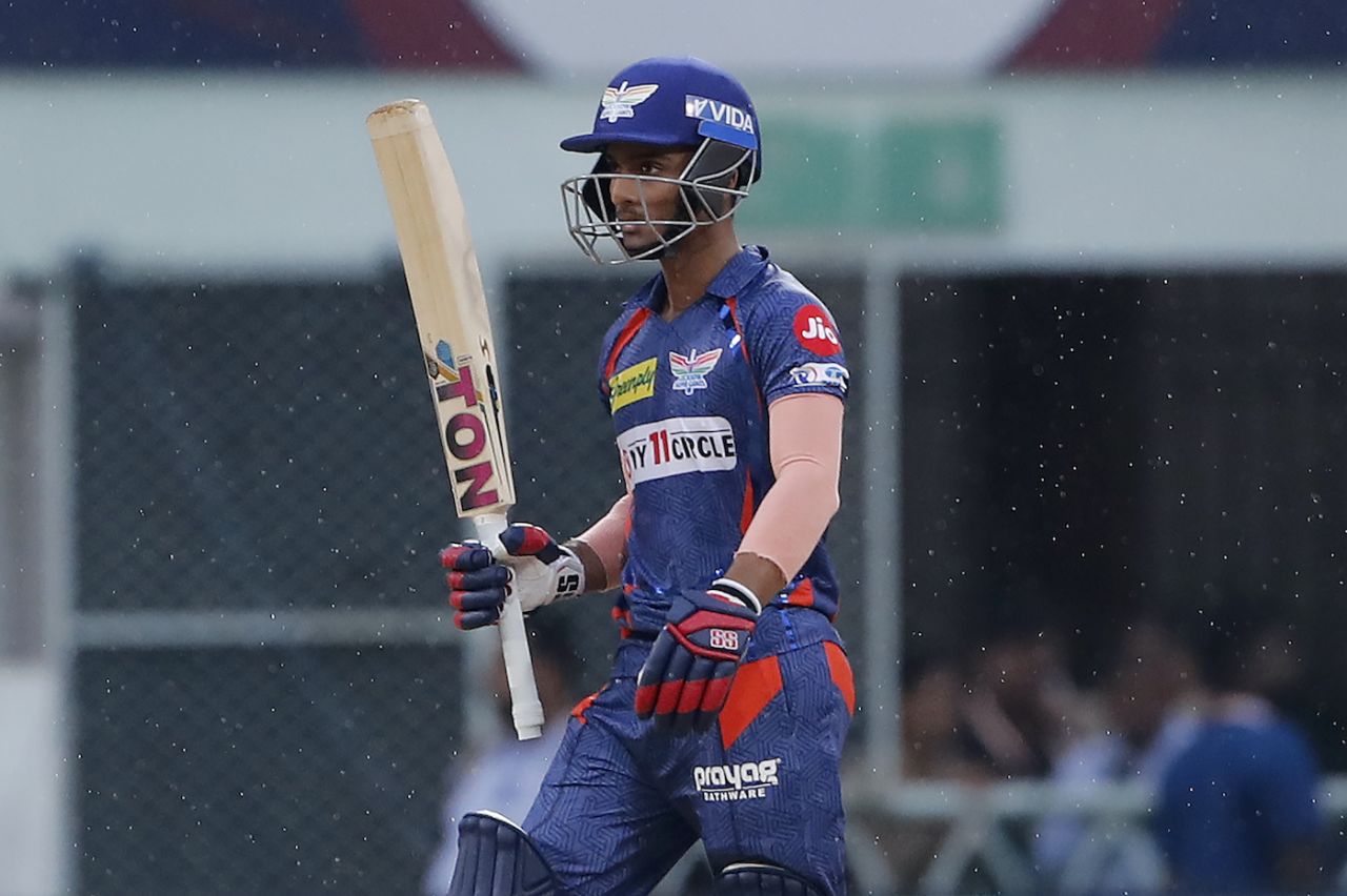 Ayush Badoni celebrates his fifty, Lucknow Super Giants vs Chennai Super Kings, IPL 2023, Lucknow, May 3, 2023