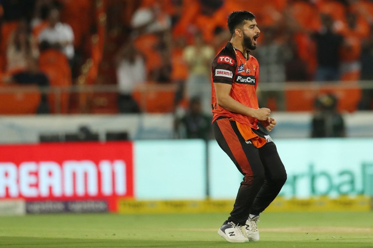 Mayank Markande is pumped up after getting rid of Andre Russell, Sunrisers Hyderabad vs Kolkata Knight Riders, IPL 2023, Hyderabad, May 4, 2023