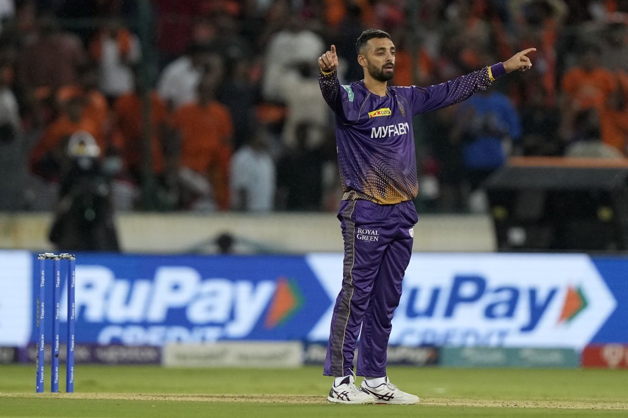 Varun Chakravarthy picked up the crucial wicket of Abdul Samad in the final over, Sunrisers Hyderabad vs Kolkata Knight Riders, IPL 2023, Hyderabad, May 4, 2023