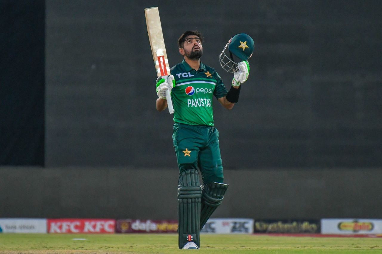 Babar Azam celebrates an 18th ODI hundred, Pakistan vs New Zealand, 4th ODI, Karachi, May 5, 2023