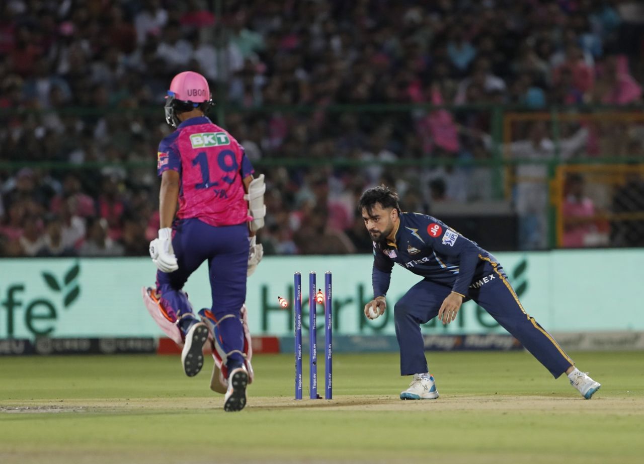 Rashid Khan runs Yashasvi Jaiswal out, Rajasthan Royals vs Gujarat Titans, IPL 2023, Jaipur, May 5, 2023