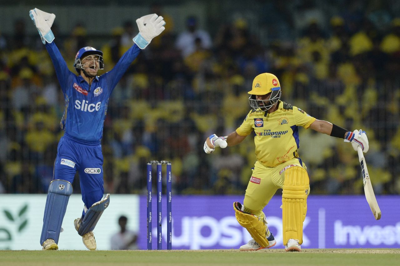 Ajinkya Rahane was trapped in front by Piyush Chawla, Chennai Super Kings vs Mumbai Indians, IPL 2023, Chennai, May 6, 2023