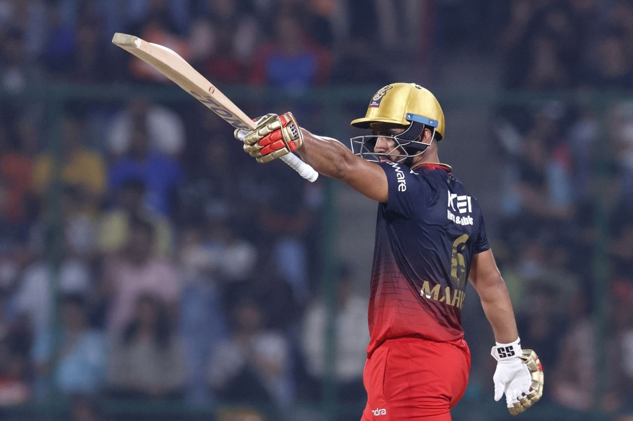 Mahipal Lomror celebrates his maiden half-century, Delhi Capitals vs Royal Challengers Bangalore, IPL 2023, Delhi, May 6, 2023