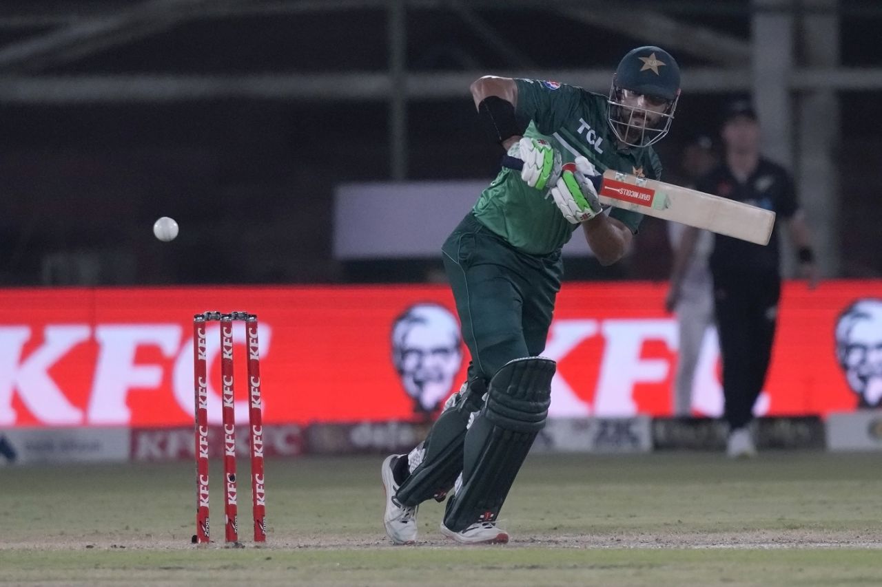 Shan Masood works one away to the on side, Pakistan vs New Zealand, 5th ODI, Karachi, May 7 2023