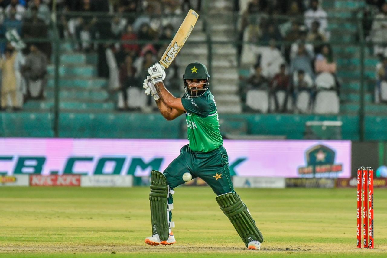 Fakhar Zaman drives one through cover-point, Pakistan vs New Zealand, 5th ODI, Karachi, May 7 2023