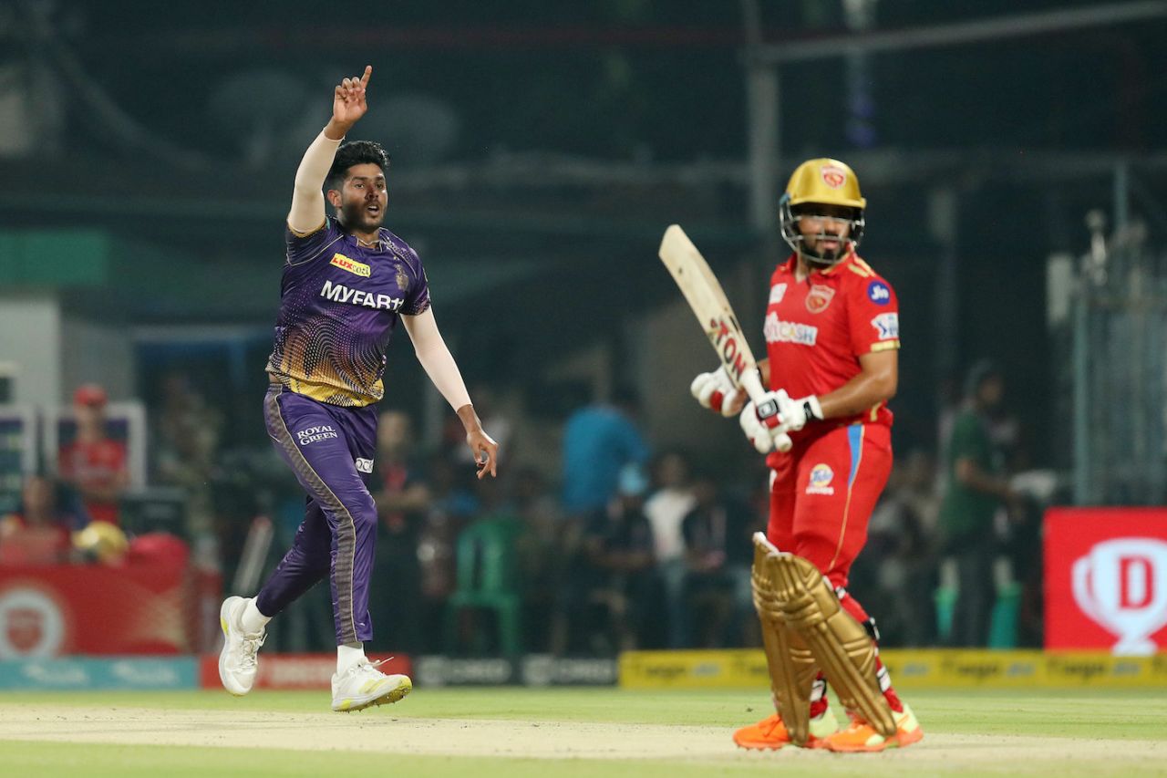 Harshit Rana celebrates Prabhsimran Singh's wicket, Kolkata Knight Riders vs Punjab Kings, IPL 2023, Kolkata, May 8, 2023
