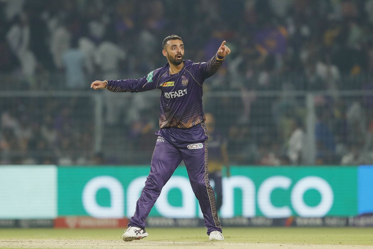 Varun Chakravarthy appeals for a wicket, Kolkata Knight Riders vs Punjab Kings, IPL 2023, Kolkata, May 8, 2023
