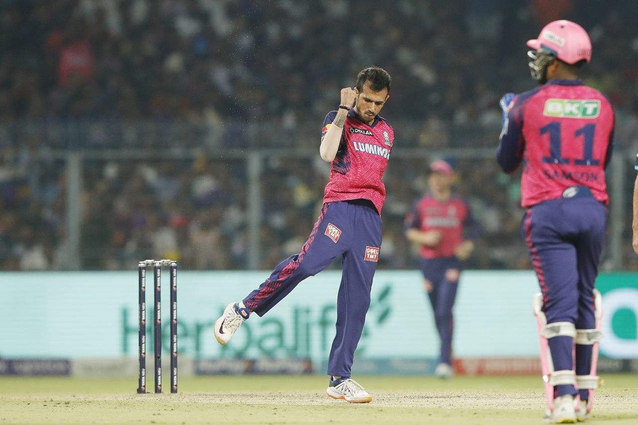 Yuzvendra Chahal exults after removing Venkatesh Iyer, Kolkata Knight Riders vs Rajasthan Royals, IPL 2023, Kolkata, May 11, 2023