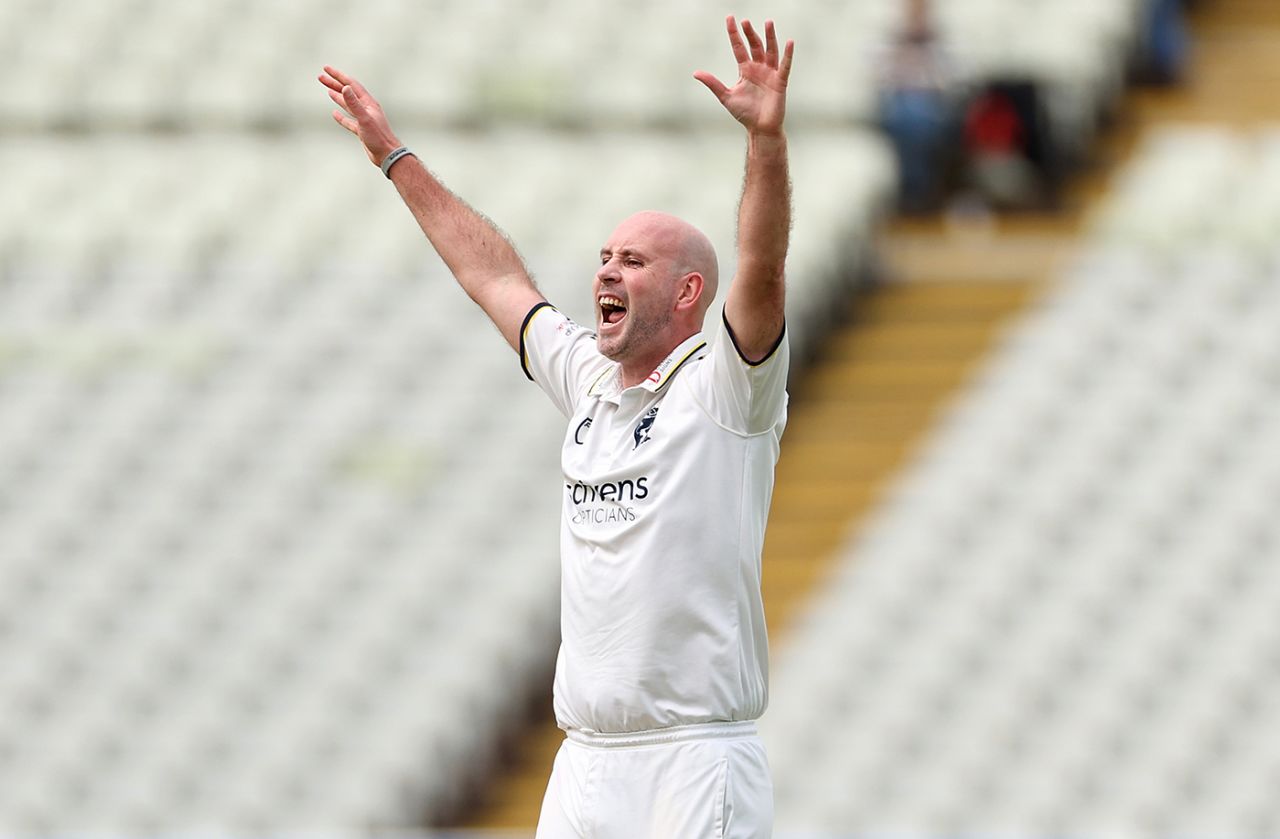 Chris Rushworth celebrates a wicket, Warwickshire vs Essex, LV= County Championship, Edgbaston, May 11, 2023