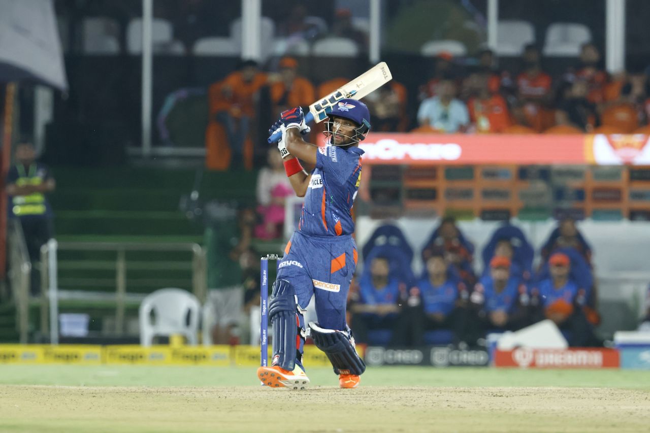Nicholas Pooran hit four sixes in his 13-ball 44 not out, Sunrisers Hyderabad vs Lucknow Super Giants, IPL 2023, Hyderabad, May 13, 2023