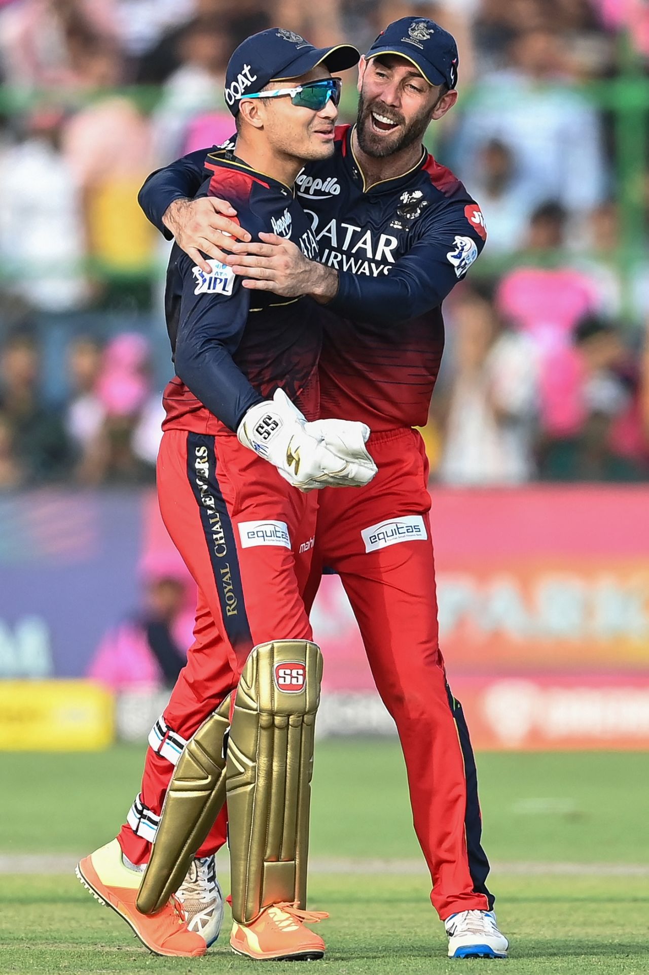 Anuj Rawat and Glenn Maxwell are all smiles, Rajasthan Royals vs Royal Challengers Bangalore, IPL 2023, Jaipur, May 14, 2023