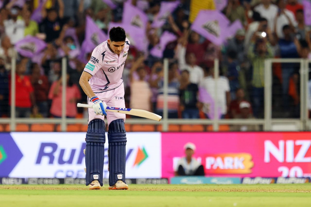 Shubman Gill takes a bow after scoring his maiden IPL century, Gujarat Titans vs Sunrisers Hyderabad, IPL 2023, Ahmedabad, May 15, 2023