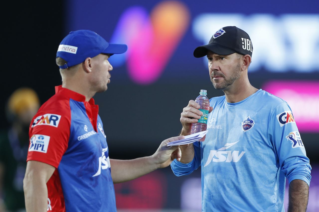 David Warner and Ricky Ponting have a chat, Punjab Kings vs Delhi Capitals, IPL 2023, Dharamsala, May 17, 2023