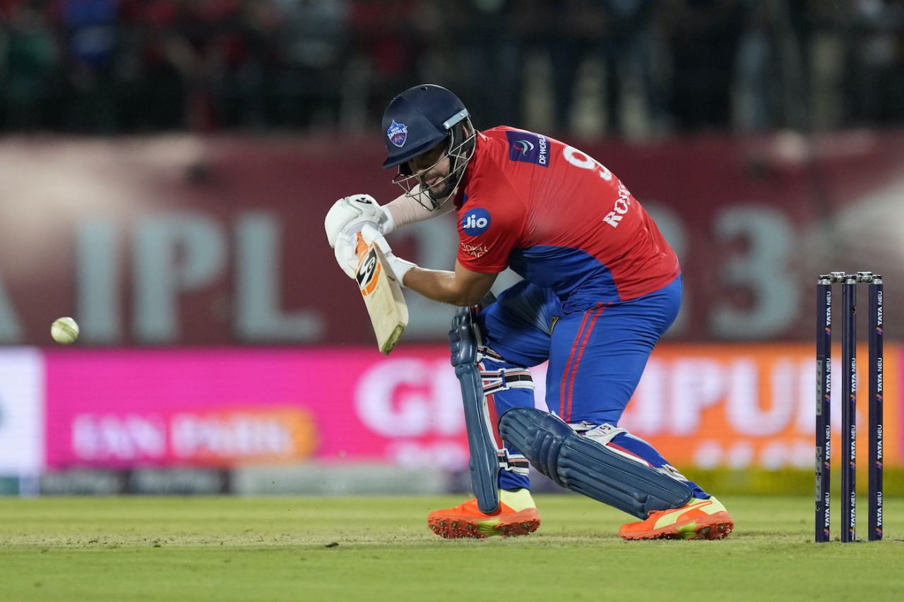 Rilee Rossouw lunges low to guide the ball fine, Punjab Kings vs Delhi Capitals, IPL 2023, Dharamsala, May 17, 2023