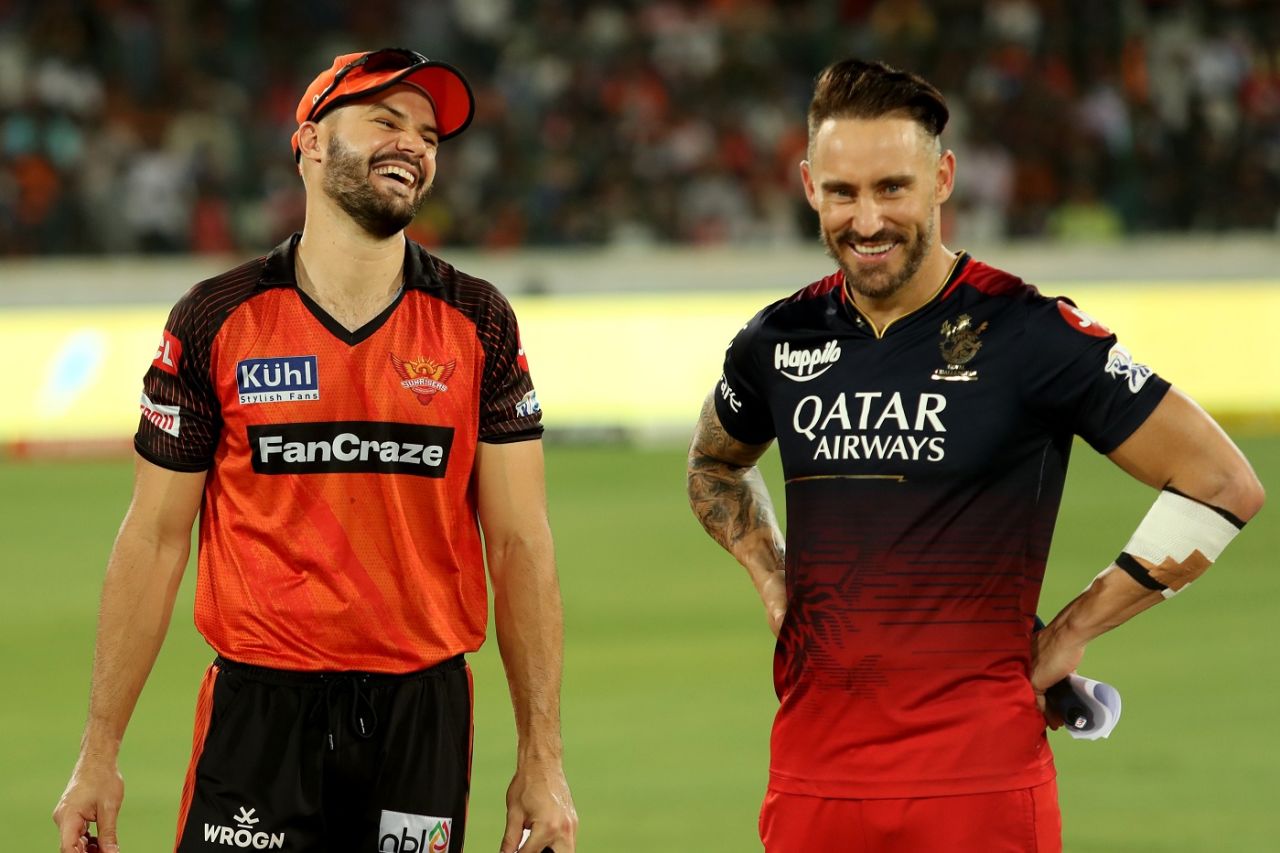 Aiden Markram and Faf du Plessis at the toss, Sunrisers Hyderabad vs Royal Challengers Bangalore, IPL 2023, Hyderabad, May 18, 2023